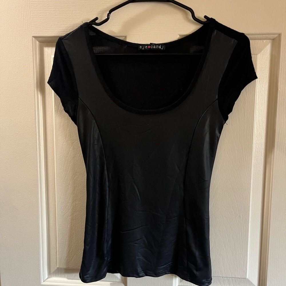 Fake leather T-shirt